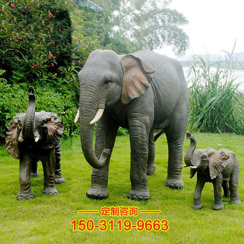 仿真玻璃钢大象-公园动物园草坪动物雕塑