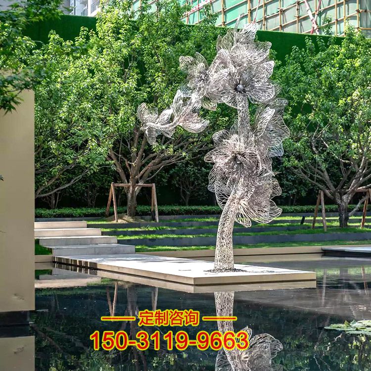 不锈钢铁艺树雕塑-公园小区镂空网格景观