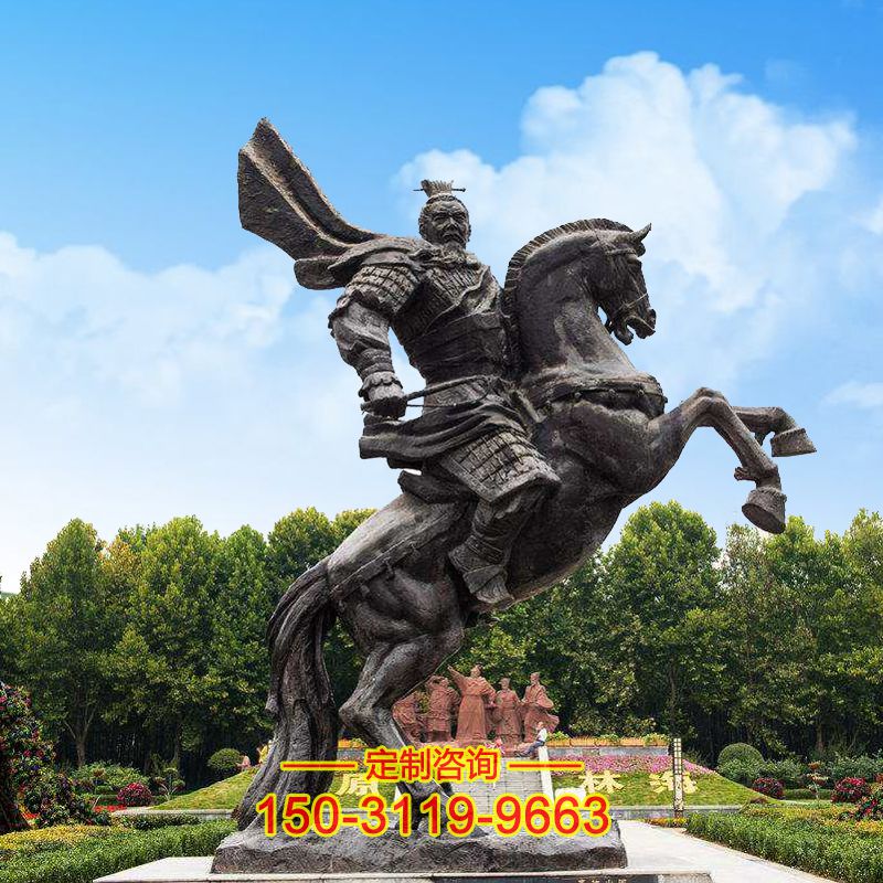曹操骑马青铜雕像-景区古代帝王三国人物雕塑