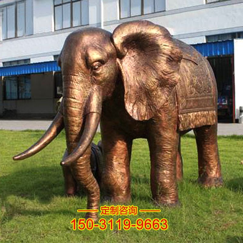 巨型铜雕大象-纯铜铸造公园草坪动物雕塑