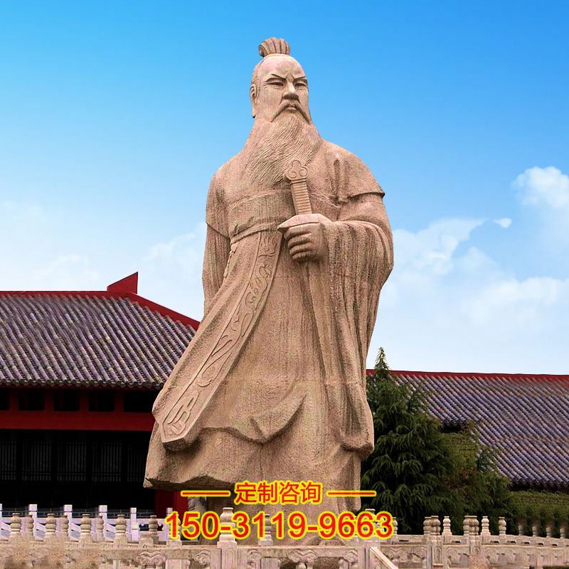 曹操砂岩石雕塑像-景区广场平台大型历史（三国）人物雕塑