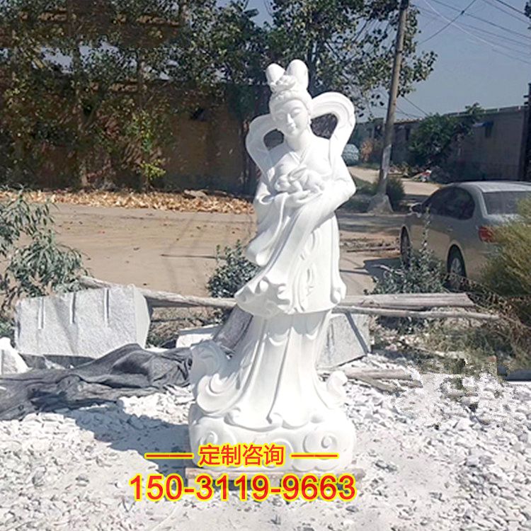 汉白玉嫦娥雕塑-古代神话人物仙女石雕像