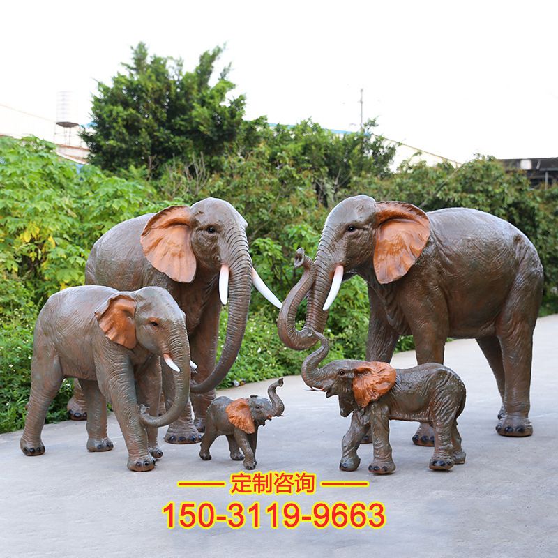 仿真玻璃钢大象龙8官网-动物园、公园仿生动物摆件