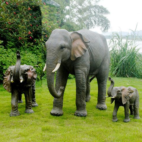 仿真玻璃钢大象-公园动物园草坪动物雕塑