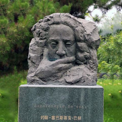 作曲家巴赫艺术头像-西方名人音乐之父写意雕塑