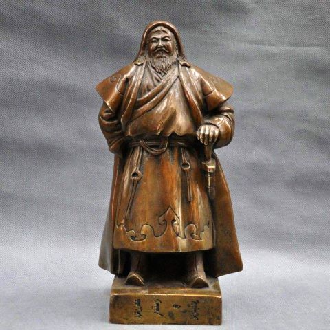 铸铜成吉思汗塑像-纯铜蒙古古代伟人名人雕像