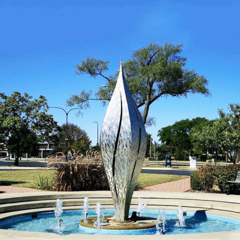 不锈钢树叶水景雕塑-公园园林水池喷泉