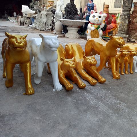 玻璃钢豹雕塑-多种造型的动物豹子
