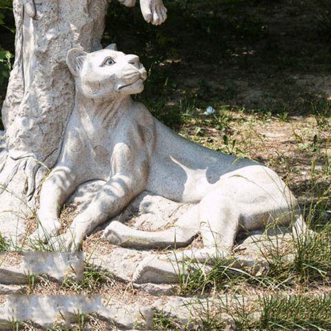 虎狮豹石雕-公园草坪大理石动物雕塑