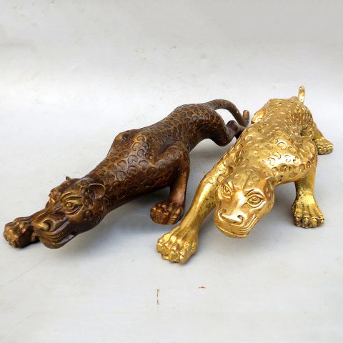 金钱豹铜雕塑-纯铜铸造动物摆件