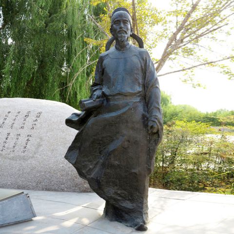 杜甫雕塑像-景区公园历史名人著名诗人杜甫铜雕