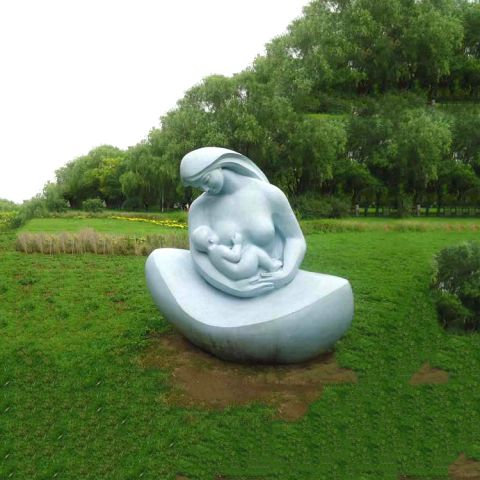 《哺育》汉白玉母爱石雕-母子人物亲情公园雕塑