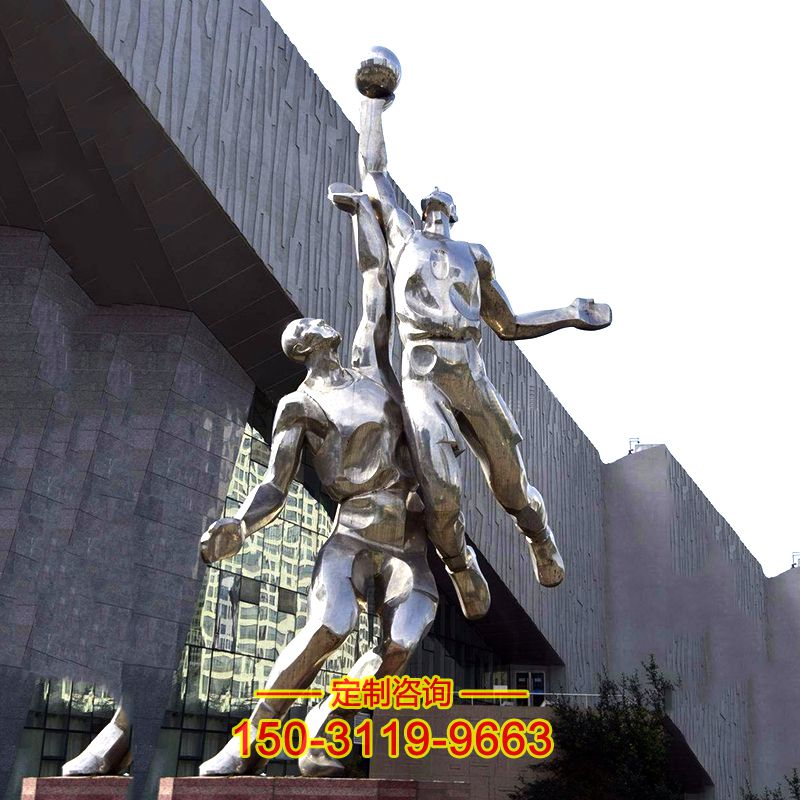 不锈钢篮球运动雕塑-镜面公园学校曹操人物雕像