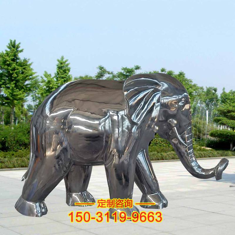 不锈钢动物大象雕塑-公园园林广场大象摆件