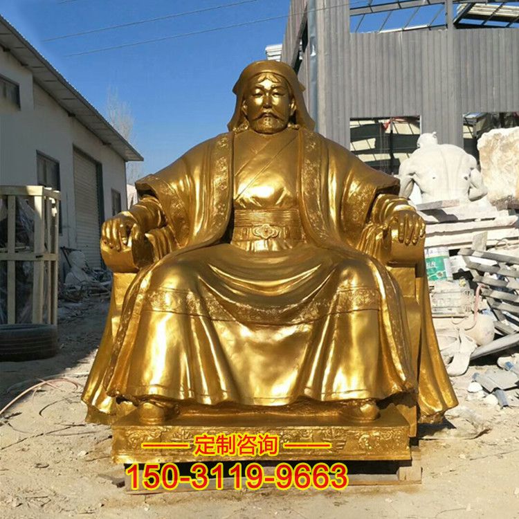 成吉思汗广场龙8官网-铸铜漆金蒙古古代伟人像