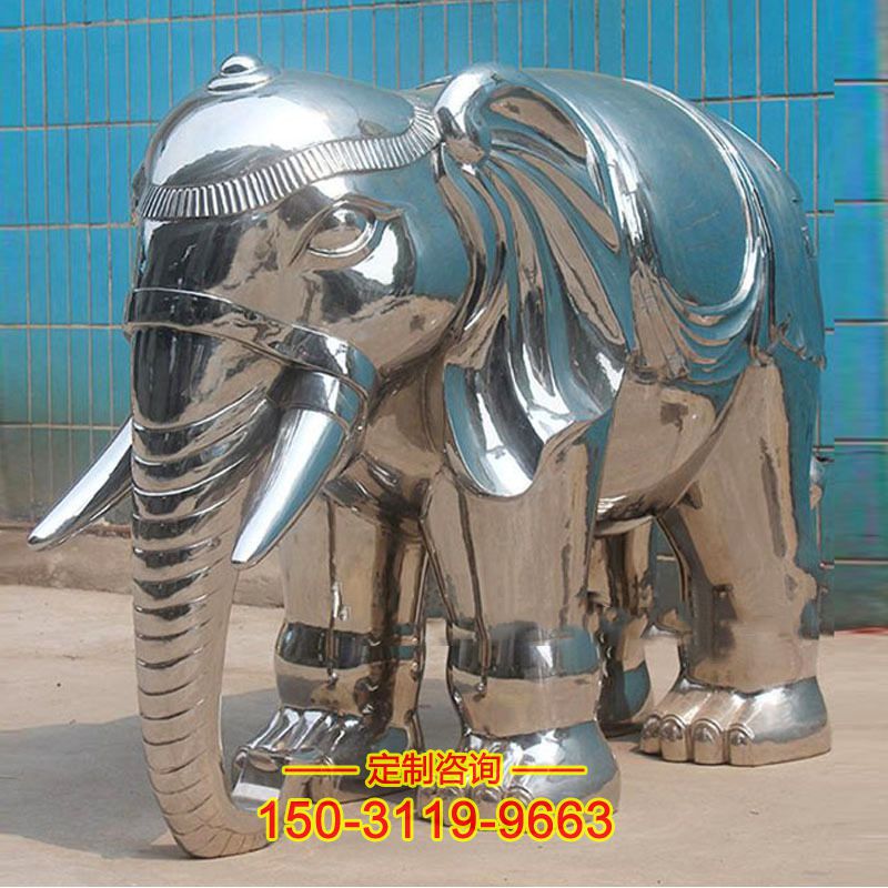 大象不锈钢雕塑-镜面园林动物雕塑