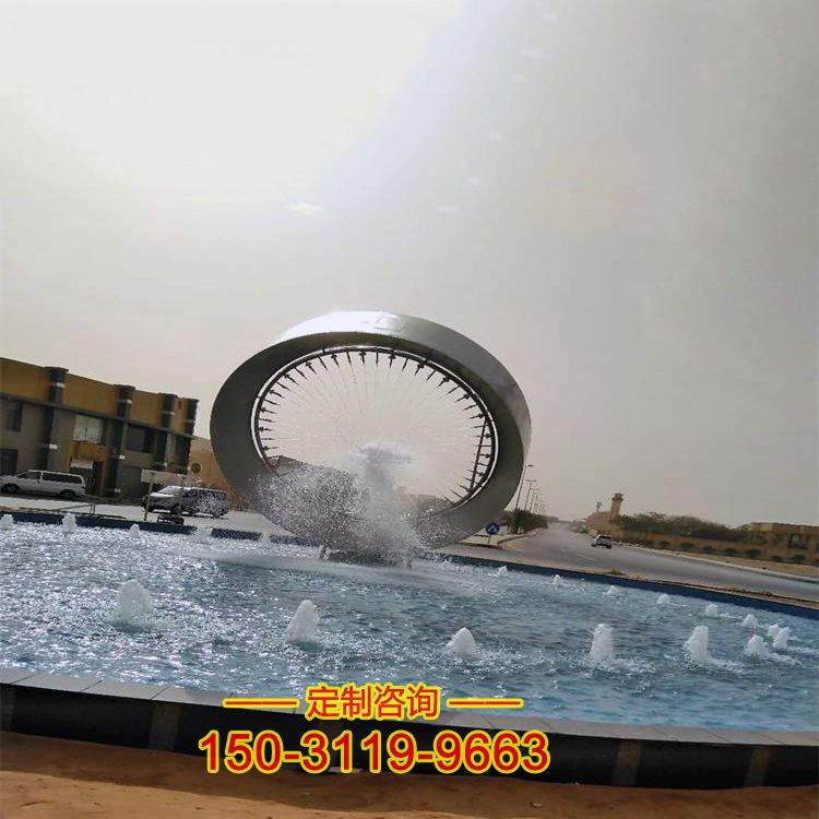 不锈钢环景观喷泉龙8官网-企业广场大型创意水景喷泉