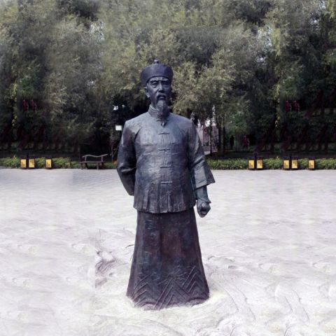 曾国藩铜雕塑像-公园广场历史文化名人铸铜雕塑