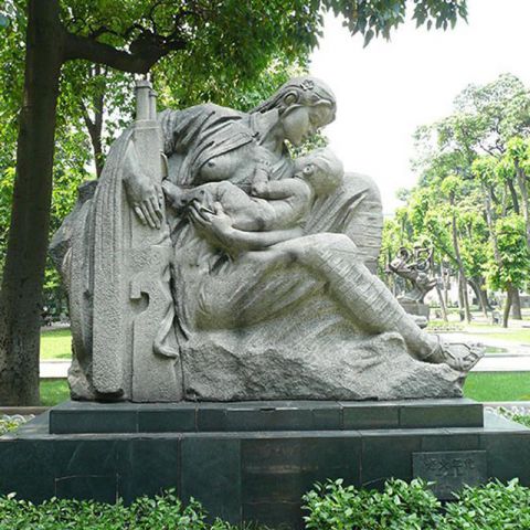 《哺育》侠女石雕-公园母子亲情人物雕塑