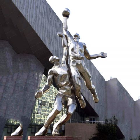 不锈钢篮球运动雕塑-镜面公园学校曹操人物雕像