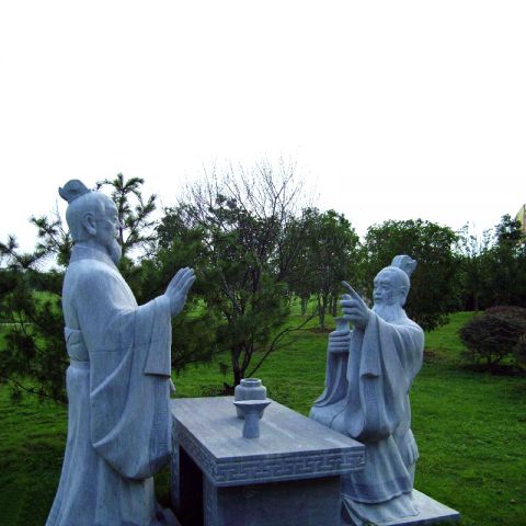 煮酒论英雄景观石雕-三国时期曹操、刘备历史人物雕塑