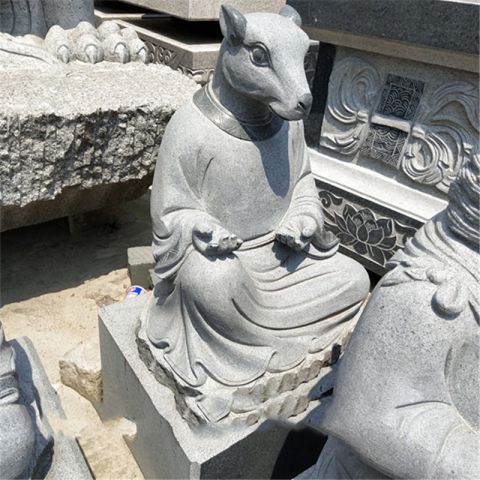 十2生肖石雕-麻石大理石生肖动物老鼠雕塑