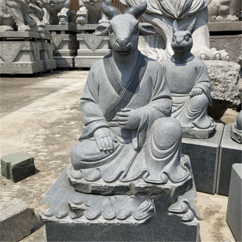 石雕12生肖-大理石动物生肖羊雕塑
