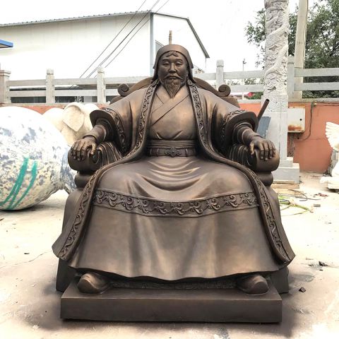 坐姿成吉思汗仿铜雕像-蒙古古代著名军事家人物雕塑
