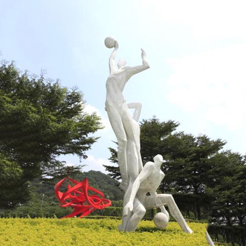 不锈钢镂空运动人物打篮球雕塑