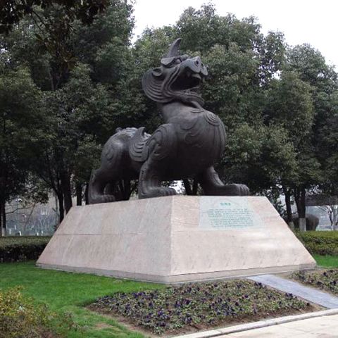 獬豸 古代雕塑-公园神话独角兽动物铜雕