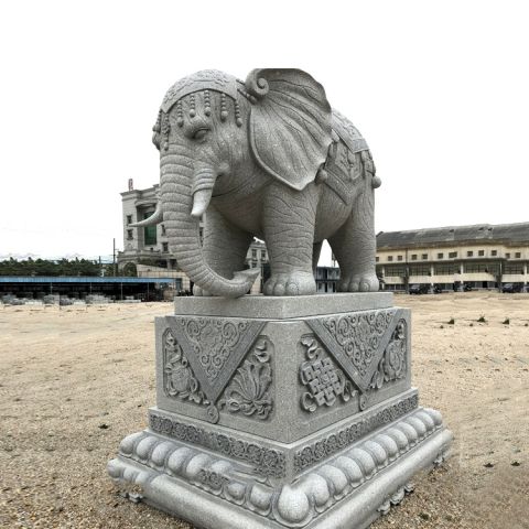 花岗岩石雕大象-泰式大型景观动物雕塑