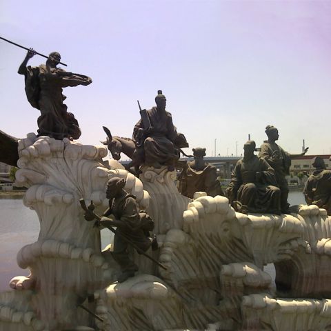 八仙过海铜雕-景区神话传说人物景观雕塑