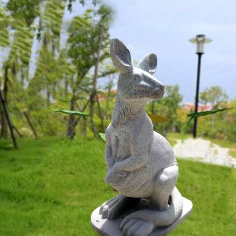 大理石袋鼠公园雕塑摆件-草坪草地小动物石雕