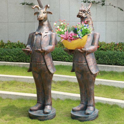 紫铜雕刻十二生肖-站立的动物生肖雕塑