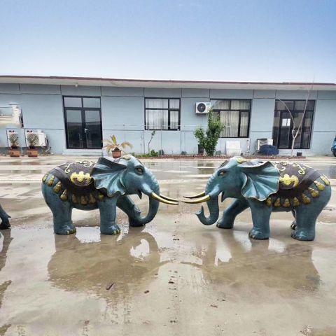 纯铜大象摆件-企业家用仿景泰蓝铜雕动物小象