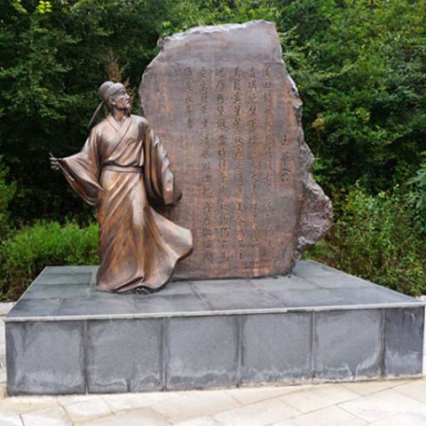 《玉华宫》杜甫景观小品雕塑-东方古代著名诗人铜雕