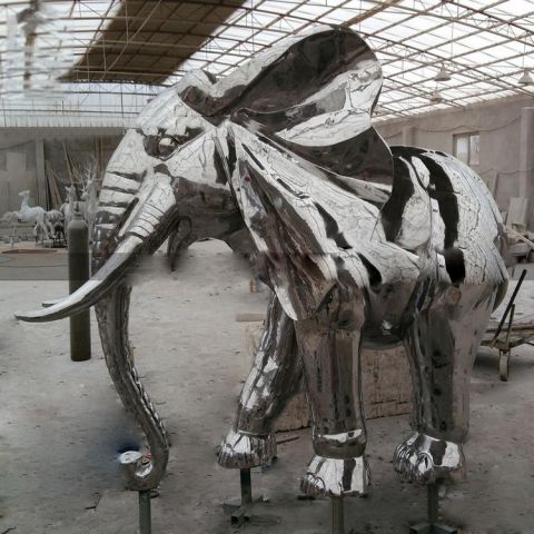 镜面不锈钢大象雕塑