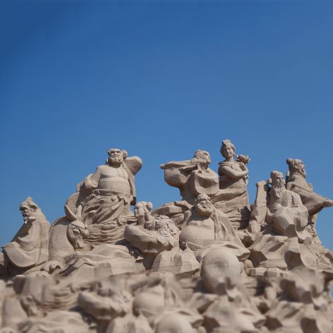 八仙过海石雕-红砂岩神话人物神仙雕像