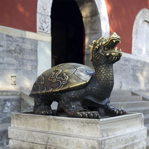 填下铜雕塑-寺庙大门纯铜铸造龙龟神兽雕塑