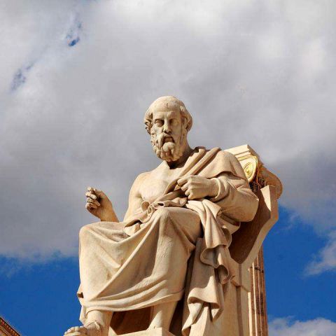 西方著名哲学家柏拉图-黄锈石景观人物雕像