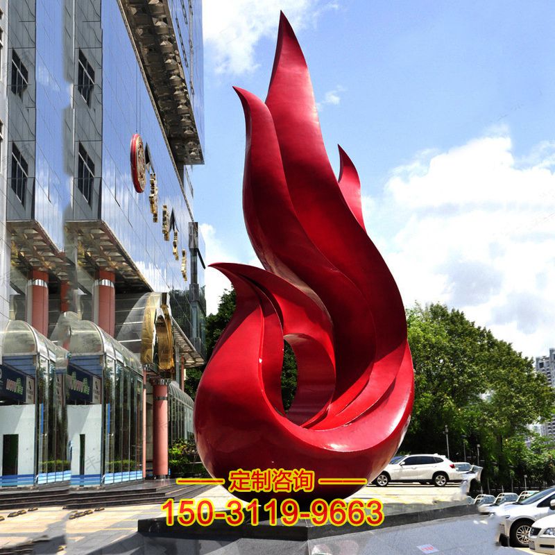 不锈钢凤凰抽象雕塑-红色城市广场抽象动物雕塑