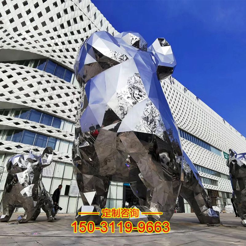大型不锈钢狗雕塑-城市广场可爱动物景观雕塑