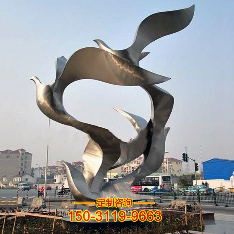 鸽子不锈钢雕塑-城市镜面动物景观雕塑