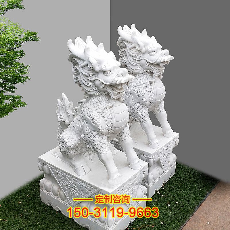 大理石雕刻麒麟-看门瑞兽吉祥神兽动物雕塑