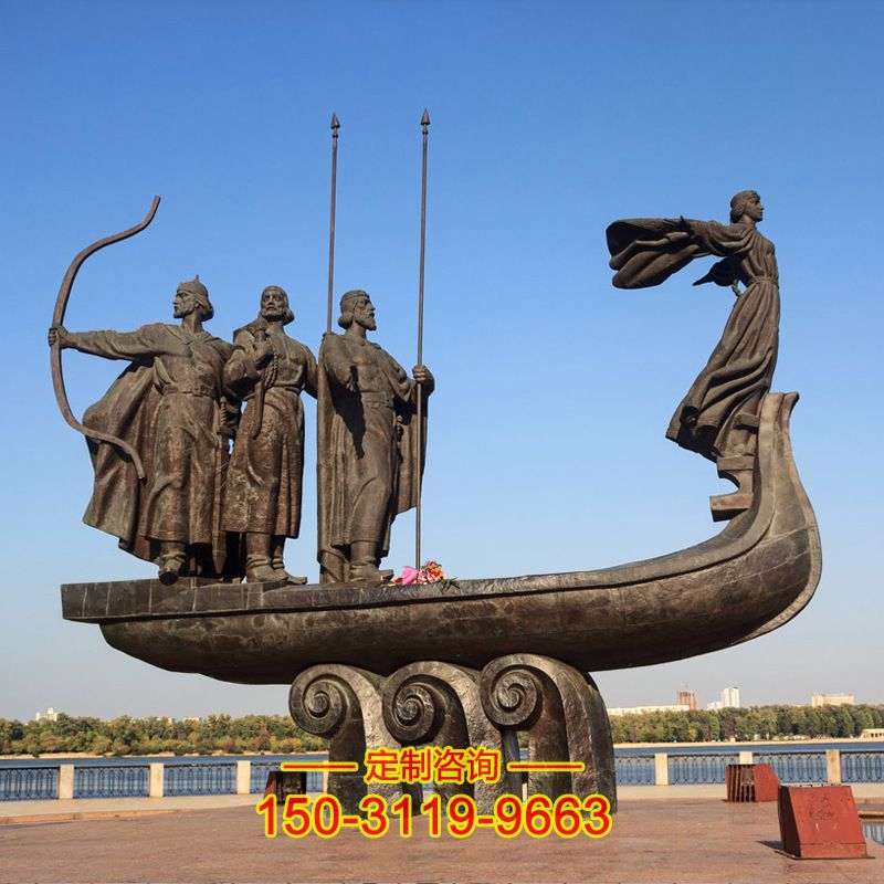 诺亚方舟-城市广场西方神话故事情景铜雕塑