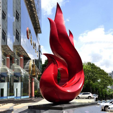 不锈钢凤凰抽象雕塑-红色城市广场抽象动物雕塑
