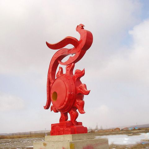 不锈钢凤凰涅盘雕塑-红色凤凰涅槃公园景观雕塑
