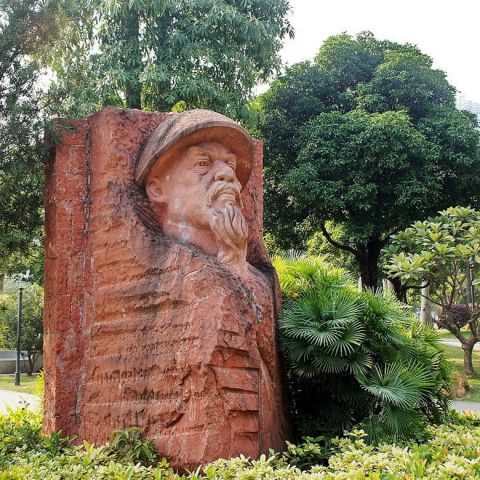 林则徐头像-公园红砂岩浮刻历史名人民族英雄林则徐雕塑