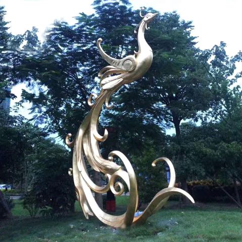 不锈钢造型雕塑凤凰-公园动物景观雕塑