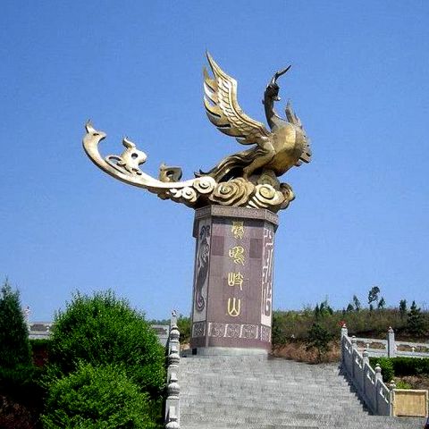 大型广场凤凰雕塑-景区神兽动物铜雕